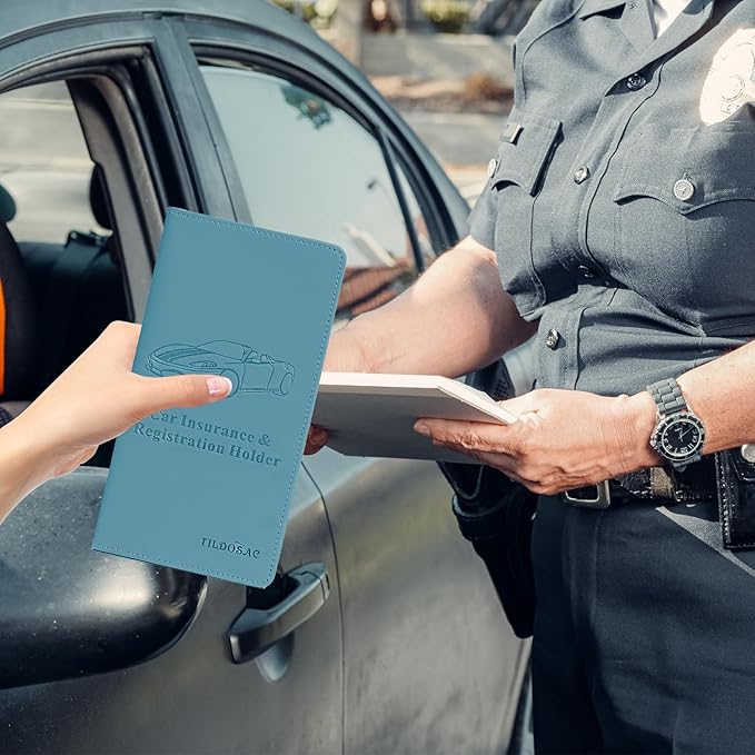 Car Registration & Insurance Card Holder Leather Auto Glove Box Organizer Document Wallet with Magnetic Shut