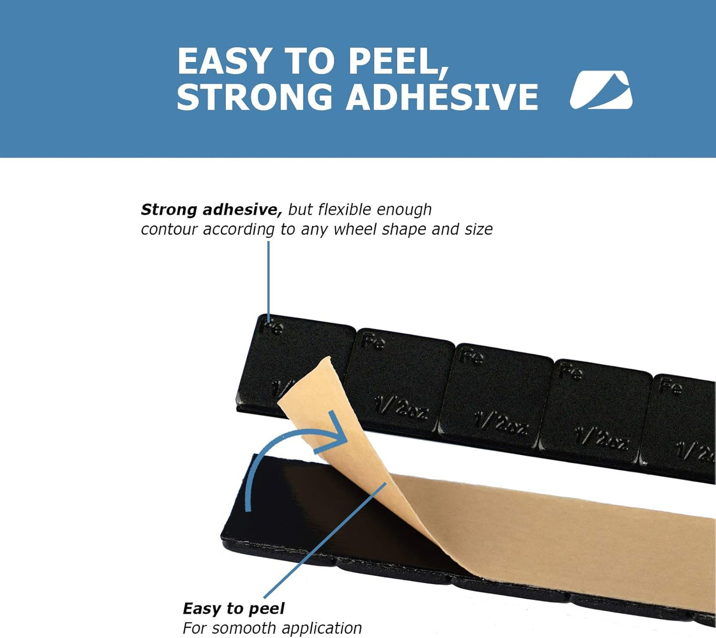 EZISO 1/2 Oz Black Stick on Wheel Weights,0.5OZ Adhesive Backed Wheel Weights (144pcs,72 oz Pack)