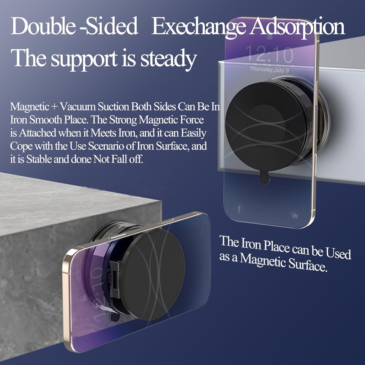 Upgraded Vacuum Magnetic Suction Phone Holder, Foldable 360° Mag Safe Car Mount, Fits i Phone 16/15/14 & Android | Portable for Car/Gym/Bathroom Mirror