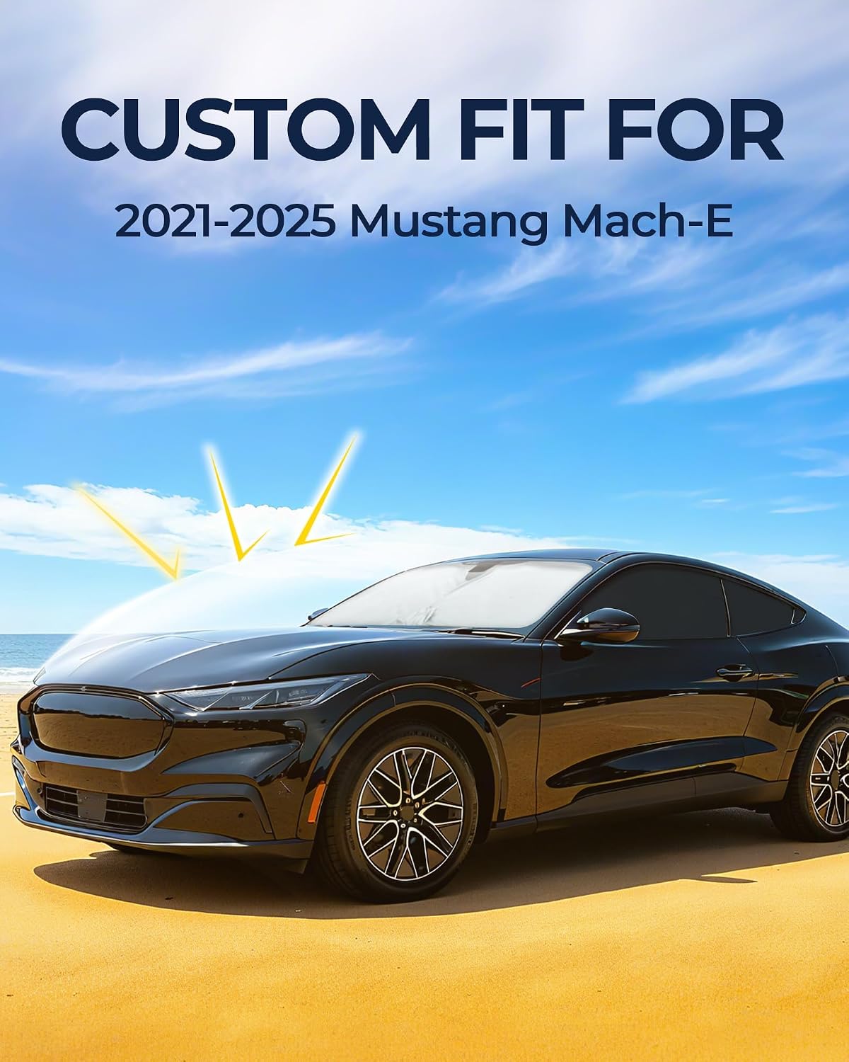 for Ford Mustang Mach-E 2021-2025 Car Window Shades, 8pcs Privacy Sun Shade Set for Front Windshield Side and Rear Windows, Full Window Covers Keeps Vehicle Cool for Camping Napping