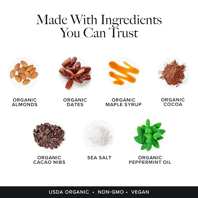 Truvani Plant Based Snack Bars | Chocolate Mint 1 Pack | 7g Protein | USDA Organic and Vegan | The Only Bar | Dairy, Soy, and Gluten Free | Individually Wrapped