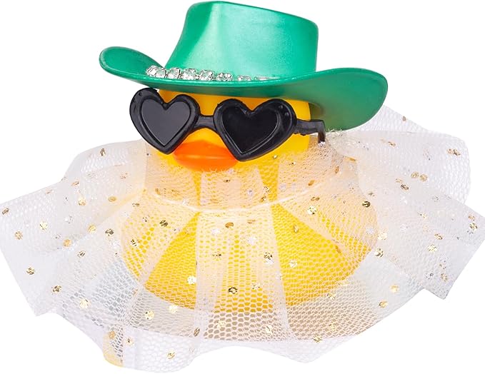 Car Rubber Duck Ornament Cute Duck Car Dashboard Decoration Accessories with Mini Hat Sunglasses and Skirt for Car Dashboard Decoration Accessories(A29), JJ075D2