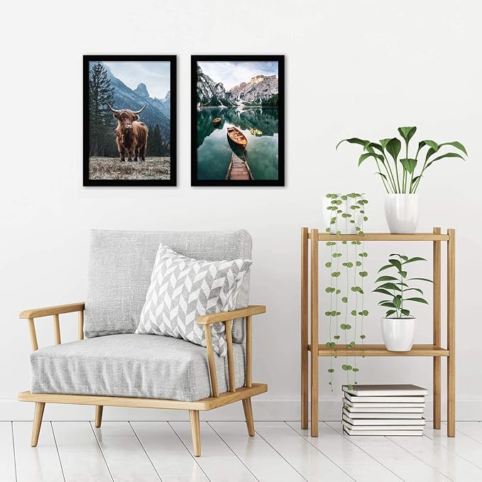 Americanflat 12x18 Picture Frames in Black - Composite Wood with Shatter Resistant Glass - Wall Mounted Horizontal and Vertical Formats (2-Pack)