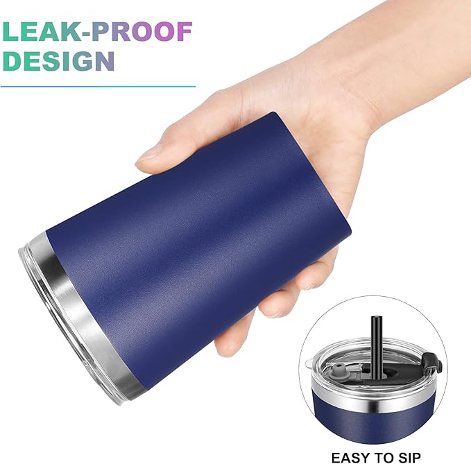 VEGOND 12oz Tumbler Stainless Steel Tumbler bulk Vacuum Insulated Double Wall Travel Tumbler with Lid and Straw Reusable Tumbler, Navy blue 12 Pack
