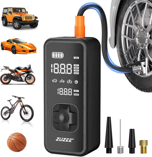 Tire Inflator Portable Air Compressor - 4X Faster Inflation, 150PSI Air Pump for Car Tires with Digital Pressure Gauge/LED Light, 20000mAh Portable Tire Inflator for Car, Moto, Bike, Ball, etc(Black)