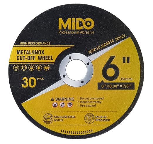 30 Pack Cut Off Wheels 6 Inch Cutting Wheel 6" x.040 x7/8" Metal&Stainless Steel Cutting Disc Fit for Angle Grinder