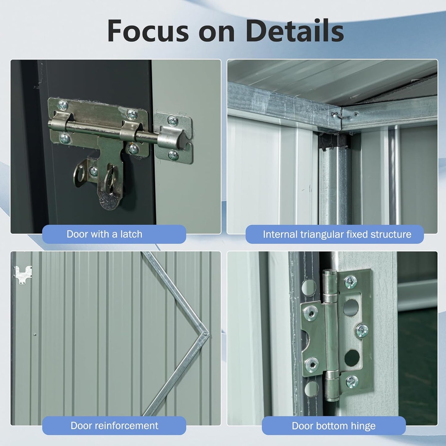 Metal 5x3 FT Garden Storage Shed, Outdoor Small Shed with Sloped Water-Resistant Roof and Lockable Door for Backyard, Patio,Garage and Bike Storage Grey