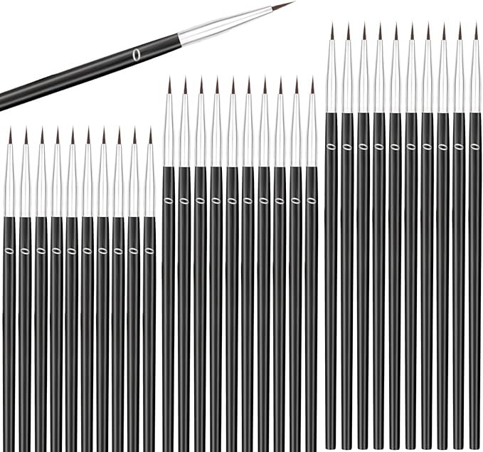 Anezus 30 Pcs Tiny Detail Paint Brushes #0 Fine Paint Brushes Set Liner Brush for Miniature 40k Model Crafts Watercolor Acrylics Oil