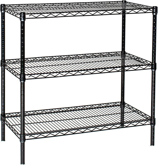 Omega 24" Deep x 72" Wide x 74" High 3 Tier Black Starter Shelving Unit