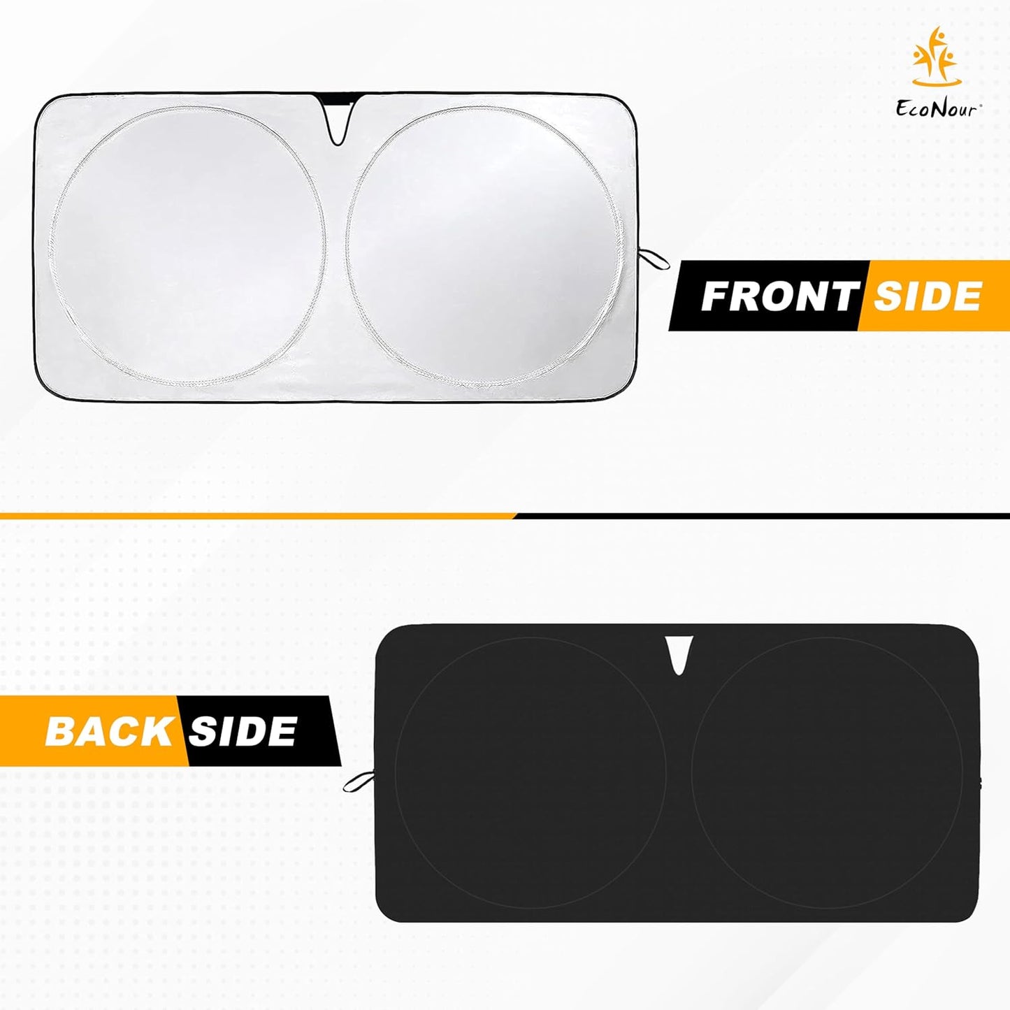 Econour Tesla Windshield Sun Shade for Model 3 and Y | Reflective 240T Material Blocks Sun & Heat | Offers Protection for Car Interior | Foldable Sun Blocker with Storage Pouch | Tesla Car Accessories