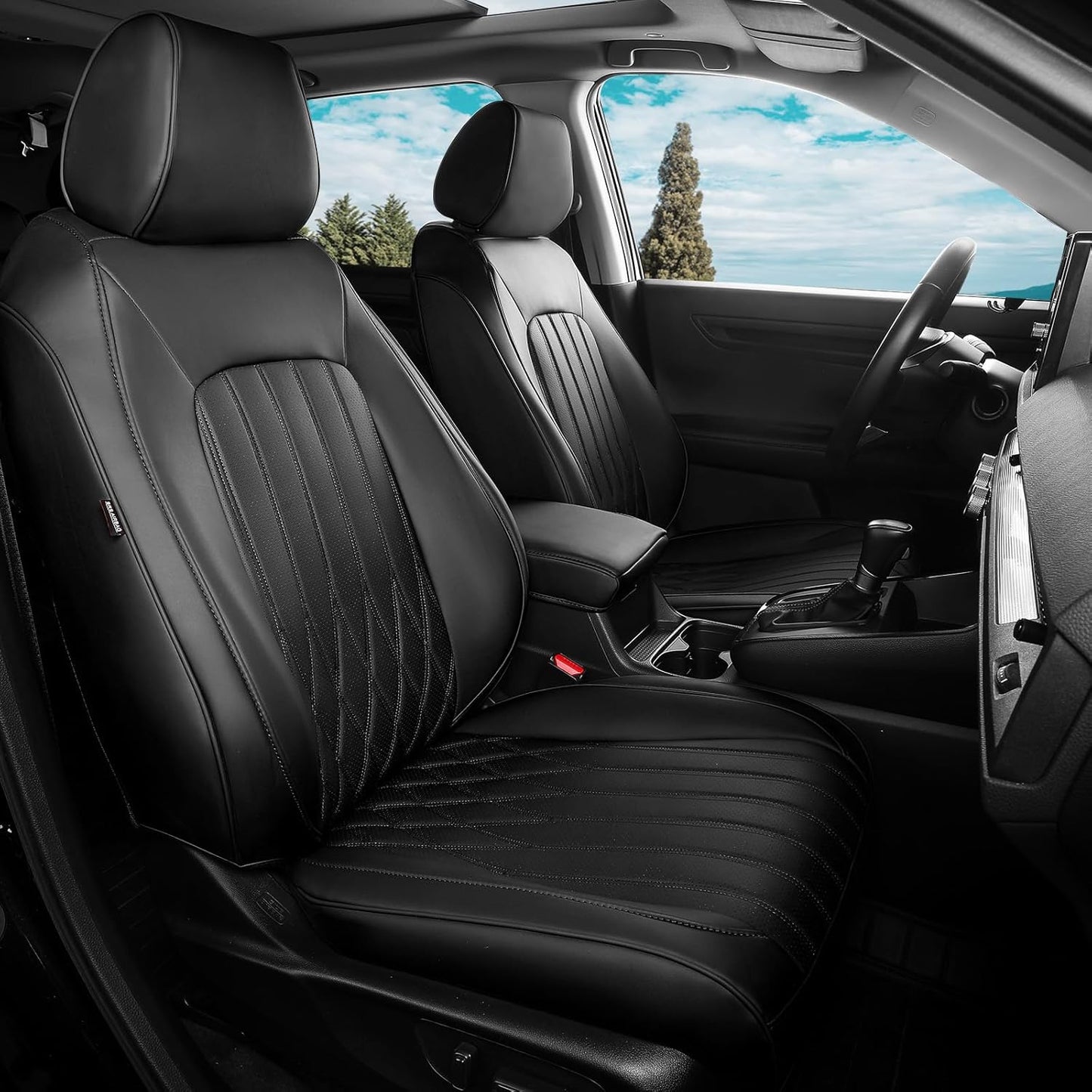 Seat Covers for Honda CRV 2017-2022 EX/EXL/LX/Sport/Touring/Special Edition, Hybrid & Gas,1:1 Custom Fit Leather Seat Covers Full Set - Black