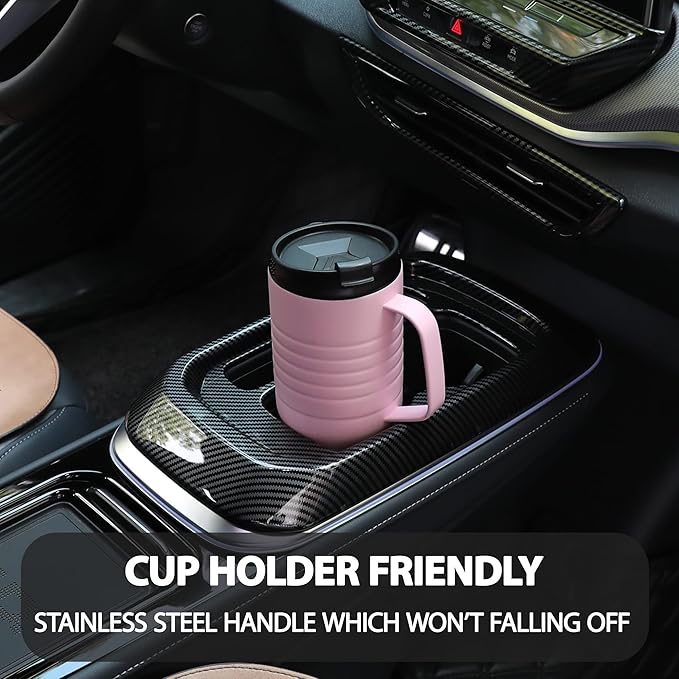 HAUSHOF 24 oz Travel Mug with Handle, Stainless Steel Vacuum Insulated Coffee Double Wall Travel Mugs with Leakproof Lid, BPA Free