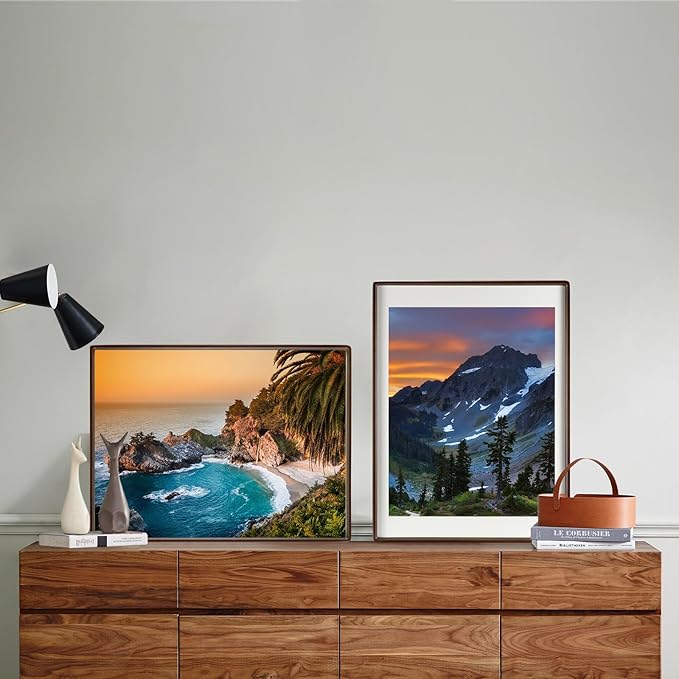 HELPLEX 11x14 Premium Picture Frame Set of 2 - Solid Walnut Wood, UV-Blocking Plexiglass, Convertible 8x10/5x7 Matted or 11x14 Open - Wall Art Gallery & Family Legacy Home Decor