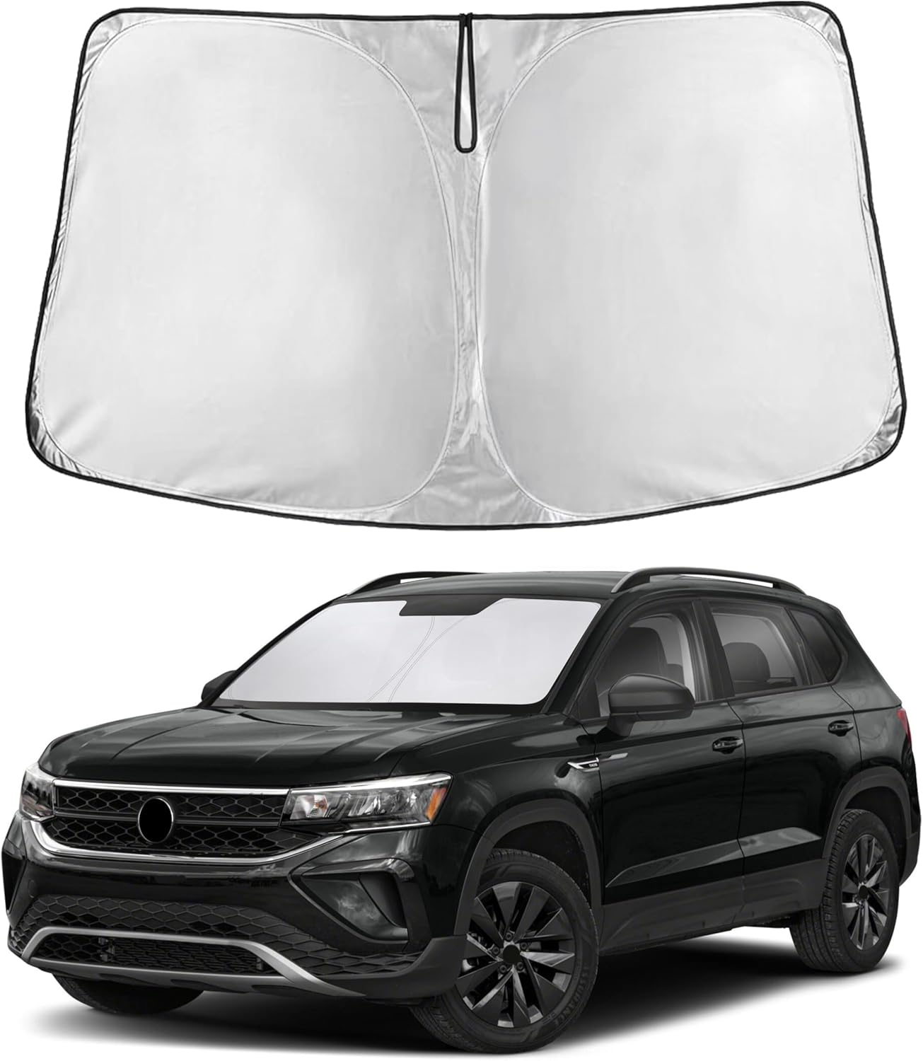 EcoNour Windshield Sun Shade Compatible for VW Tiguan (2018–2023) | Custom Fit Front Window Shade | 4-Layer, 240T Sunshade Accessories | UV & Heat Blocker for Tiguan Windshield