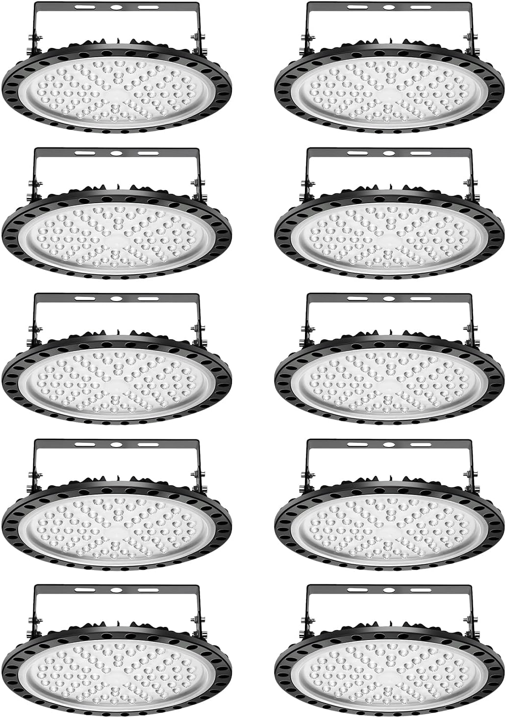 Viugreum High Bay LED Shop Lights, 300W UFO LED High Bay Light 30,000LM 120V LED High Bay Lights 5000K Daylight, Alternative to 1300W MH/HPS for Garage Workshop Barn Factory Warehouse - 10 Pack