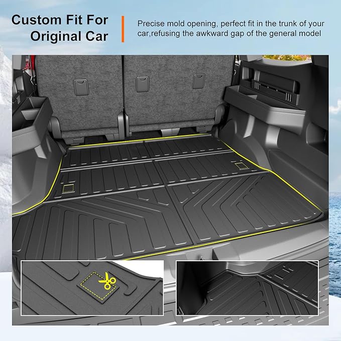 powoq 5 Seats Cargo Mat Compatible with 2025 Toyota 4Runner Trunk Mat (No Hybrid EV & i-Force MAX) Cargo Liner TPE Trunk Liner Replacement for 2025 Toyota 4Runner Accessories