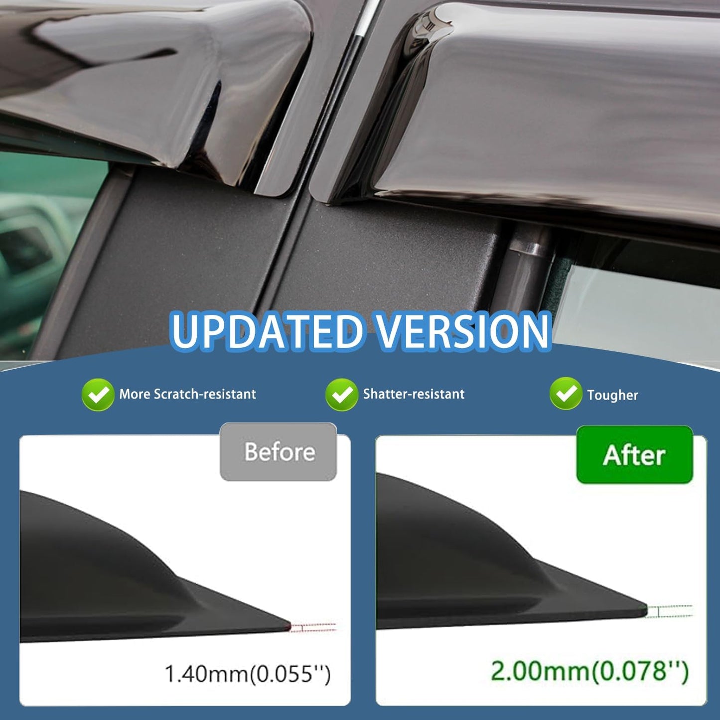 4PCS Rain Guards Window Visors Fits for 2009-2015 Honda Pilot, Outside Mount Durable Vent Visors Shade, Front & Rear Wind Deflector, 2009 2010 2011 2012 2013 2014 2015