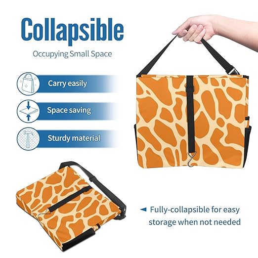 Car Trash Can Orange Giraffe Print Large Storage Garbage Can with Lid Hanging for Back Seat Leakproof Automotive Vehicle Trash Bin