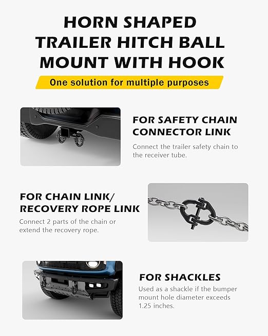 1/2 Safety Chain Connector Link, 2pack Hammerlock Coupling Link for Trailer Chains Connect, Drop Forged Steel Tow Hitch Safety Chain Connector Link, Black