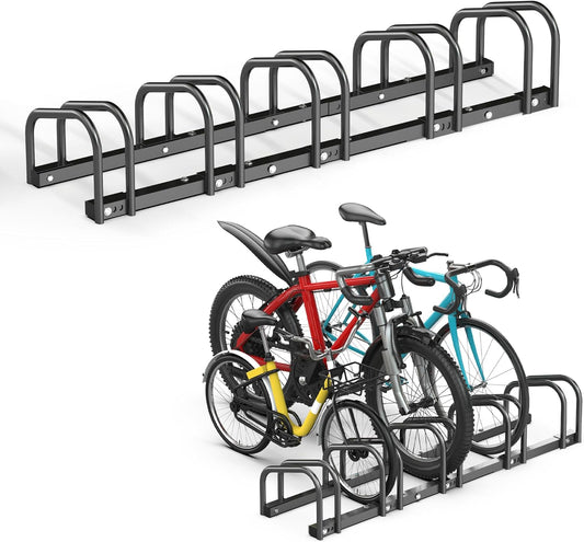 Ultrawall Bike Storage Rack for Garage, 5 Bikes Floor Bike Stand, Bicycle Parking Holder Stand for Indoor/Outdoor, Fit 22-28" Wheel Tire Width 2.1"