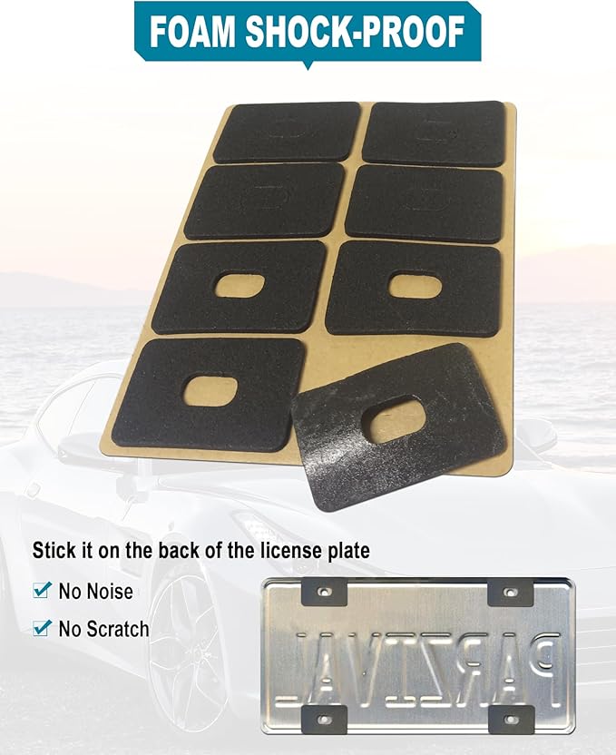 License Plate Covers Frames- 2 Sets Car Plate Protectors, Clear Flat Tag Plate Cover & Black Plastic Holder for Front Rear, with Screws Caps