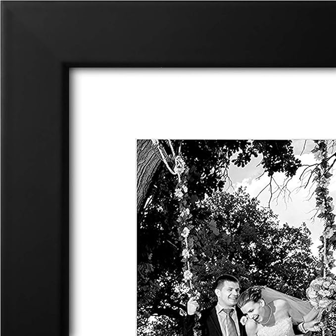 Americanflat 12x16 Picture Frame with Shatter-Resistant Glass - Set of 4 - Use as 8x12 Frame with Mat or Display 12x16 Photo Without Mat - Signature Collection - Picture Frames for Wall - Black