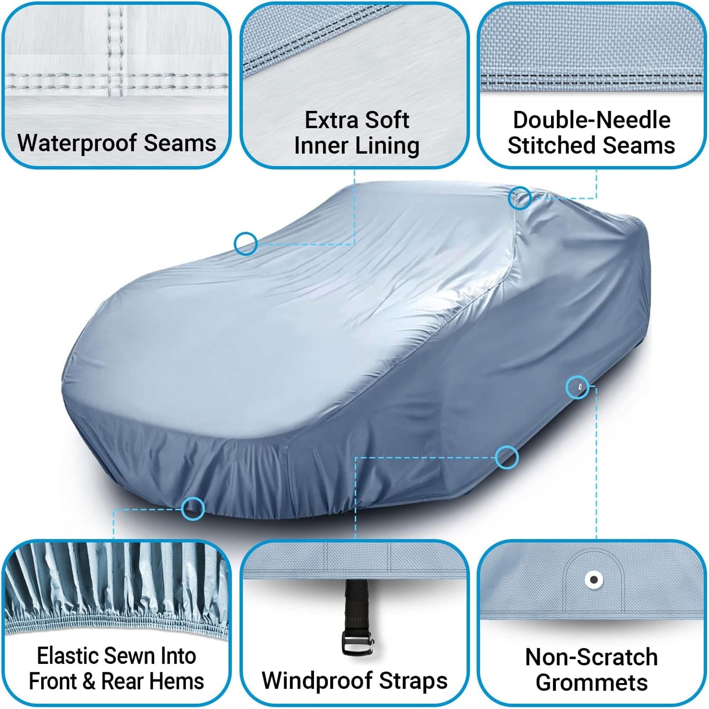 iCarCover Premium Car Cover for 1960-1969 Chevy Corvair 2-Door, 4-Door Heavy Duty Waterproof All-Weather Automobiles Custom Fit Indoor Outdoor UV Snow Protection Covers with Straps and Bag