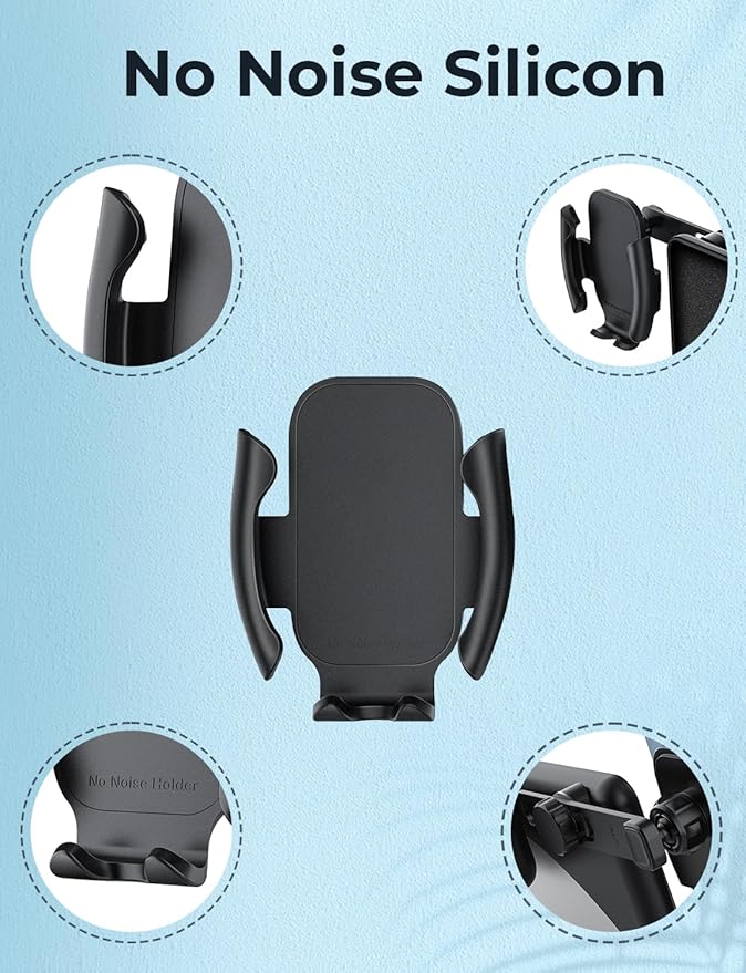 Tesla Phone Mount & Holder for Tesla Model Y (2019-2024) & Model 3 (2018-2023) - Premium Screen Dock Accessory with Dual-Side Clamp, ABS Base + Aircraft Aluminum Arm, Silent Anti-Slip Design