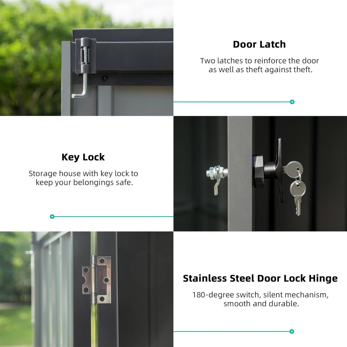 iKERY Galvanized Steel Storage Shed - 6.5' x 4.2' with Lockable Door, Metal Garden Shed for Bikes, Tools, Lawn Mowers and Trash Cans, Ideal for Backyard and Patio, Dark Gray