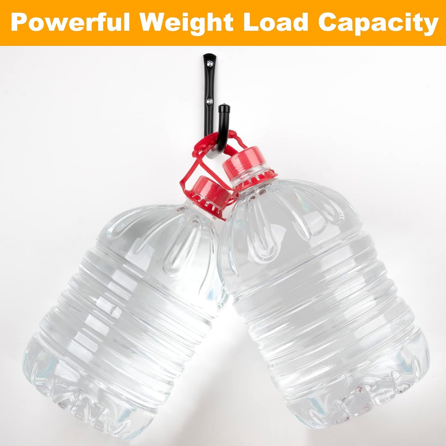 KURUI Wall Hooks for Garage Garden, 4 Pack Water Hose Holder, Large Garage Storage Hanger for Ladder Bike Extension Cord Tool, Wall Mount l Hooks, Black Heavy Duty 8 inch Long Hook