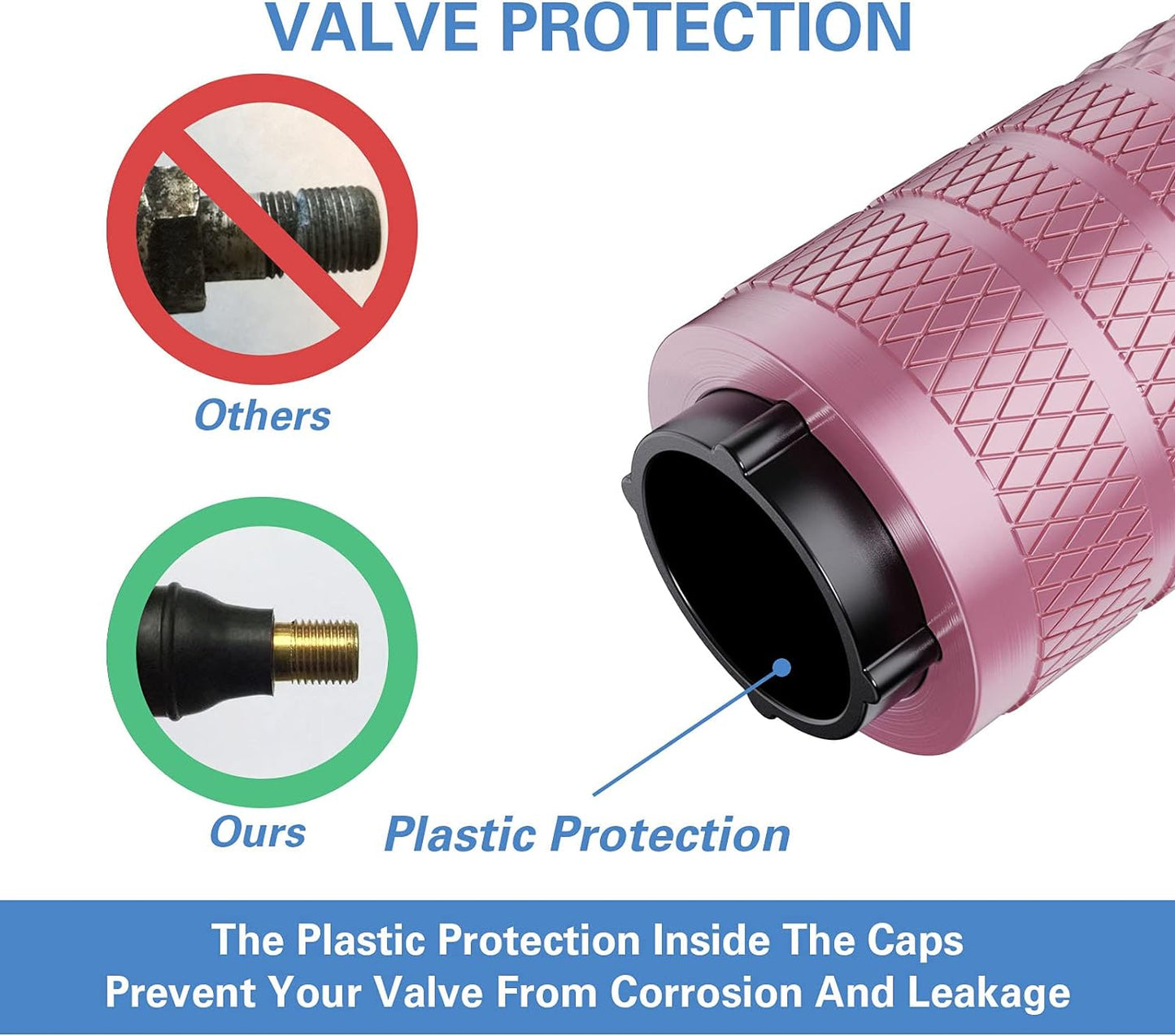 CKAuto Tire Valve Stem Caps, Pink, 4 pcs/Pack, Anodized Aluminum Tire Valve Cap Set, Corrosion Resistant, Universal Stem Covers for Cars Trucks Motorcycles SUVs and Bikes