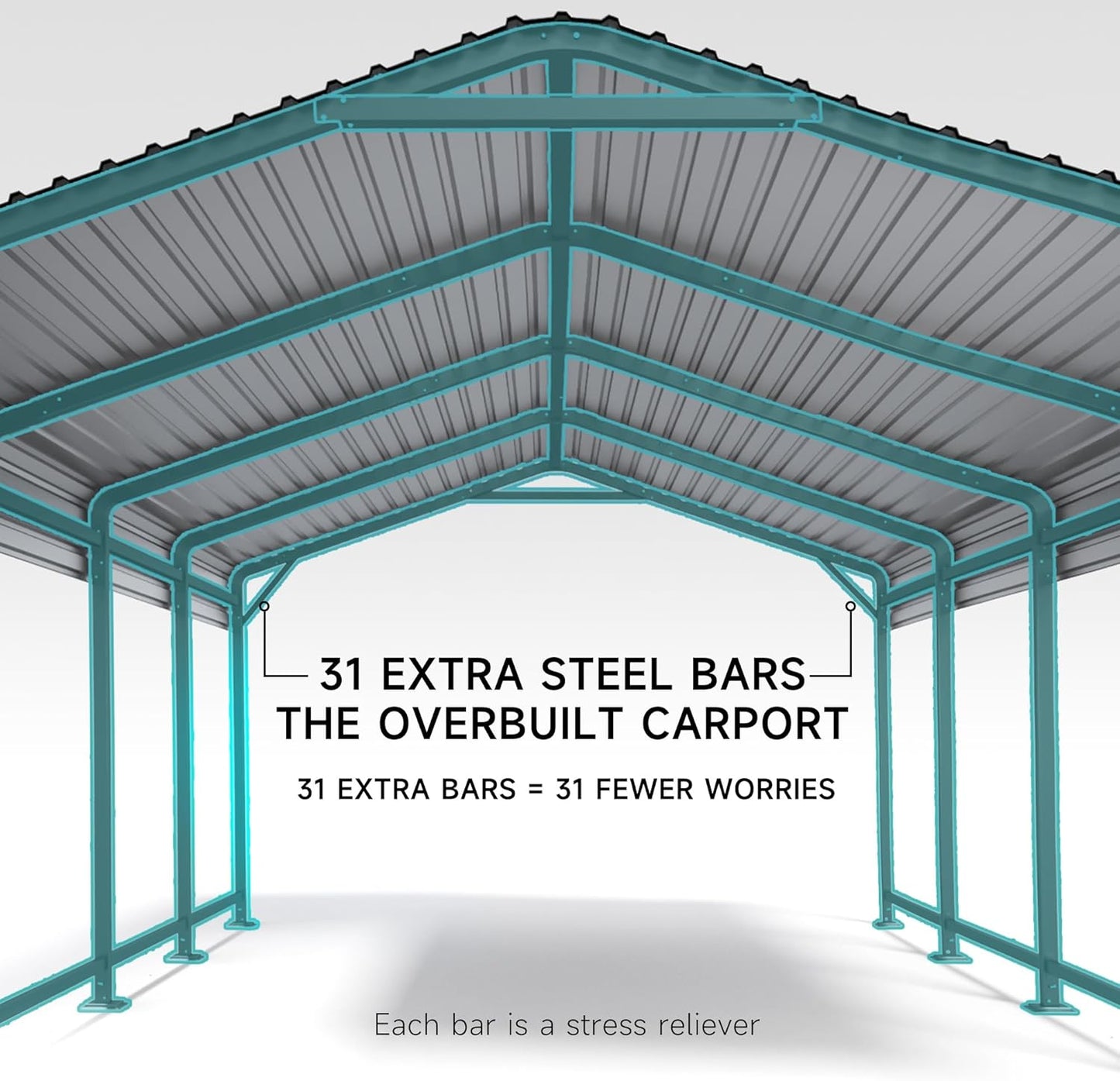 12x20 FT Metal Carport, Enhanced Base and Steel Roof for All-Weather Use, Outdoor Heavy Duty Garage Galvanized Car Shelter for Bass Boats, Full-Sized Pickup Trucks, and Tractors