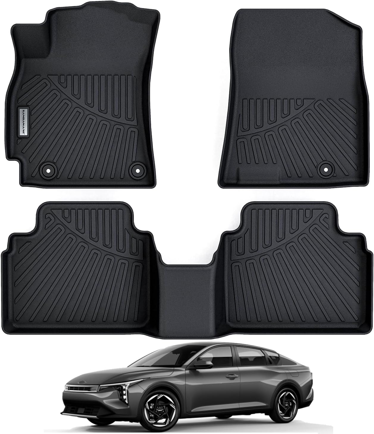 Floor Mats for 2024 2025 KIA K4,TPE All Weather Protection Car Floor Liners-Black