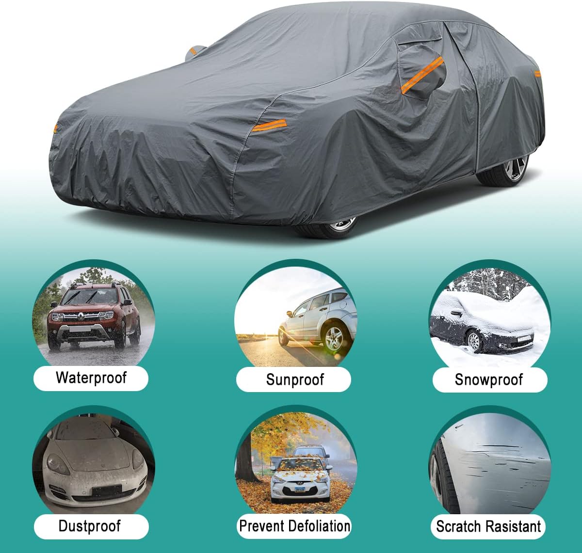Premium Car Cover Custom Fit Honda Accord (1990-2025), 16 Layers Heavy Duty Car Cover Waterproof All Weather with Zipper Door for Sun Rain Snow Dust Uv Protection