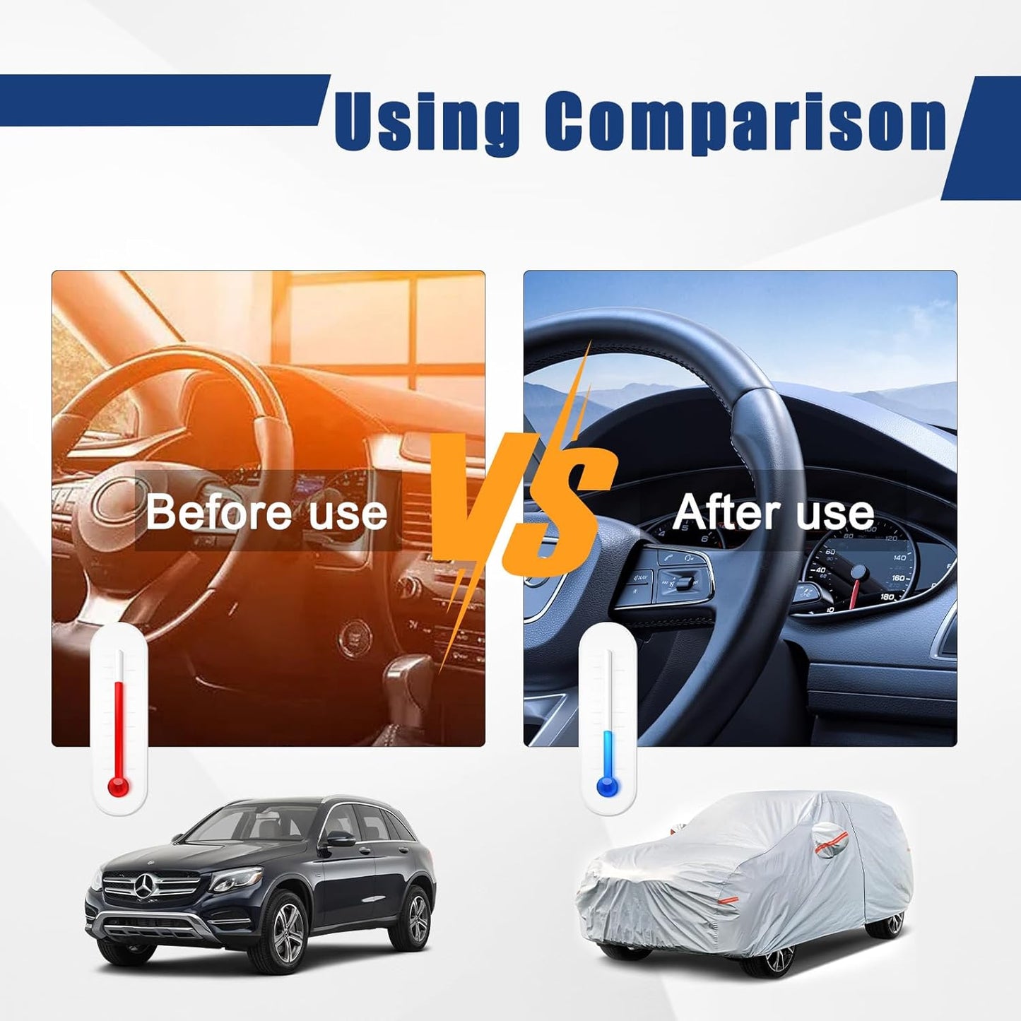 Kayme 6 Layers SUV Car Cover Custom Fit for Jeep Compass（2006-2025） Waterproof All Weather for Automobiles, Outdoor Full Cover Rain Sun UV Protection.Silver