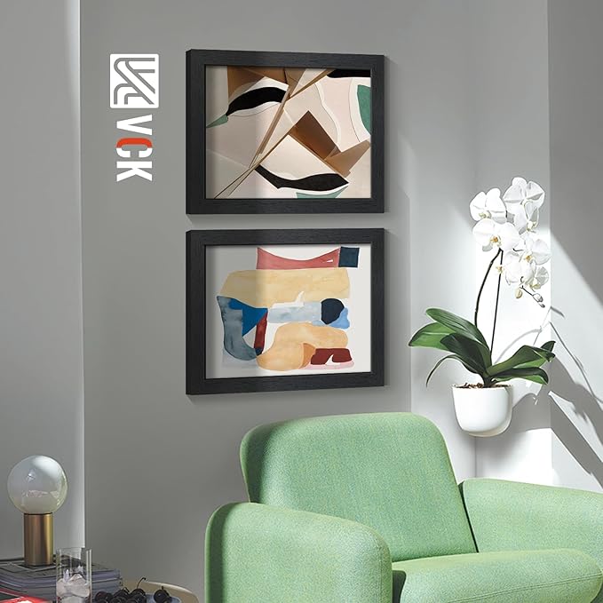 VCK 11x14 Picture Frames Black Set of 6, Wide Border Wood Multi Certificate 11 x 14 Frame, Family Photos, Office Prints, Studio/Gallery Artwork, Woodgrain Series, Wall Hanging