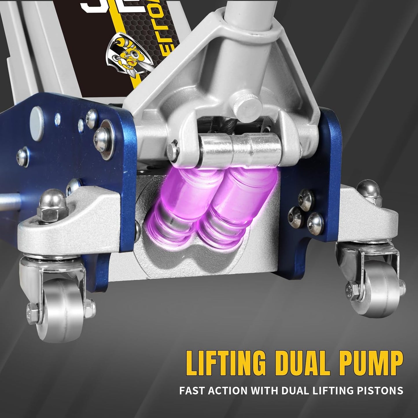 YELLOW JACKET Floor Jack 3 Ton Hydraulic Low Profile Aluminum and Steel Racing Car Jack with Fast Lifting Dual Pump for SUV,Truck, MVP,6600 lbs Capacity