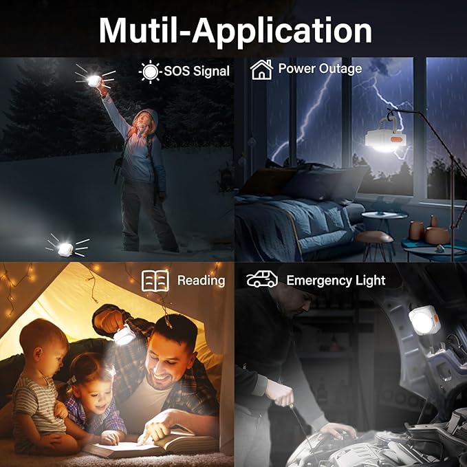 Rechargeable Camping Lights FLY2SKY 6Pcs White Tent Lights Mini Flashlight Portable LED Camping Lantern Survival Gear Camping Accessories for Hiking Backpacking Fishing Hurricane Emergency Outage