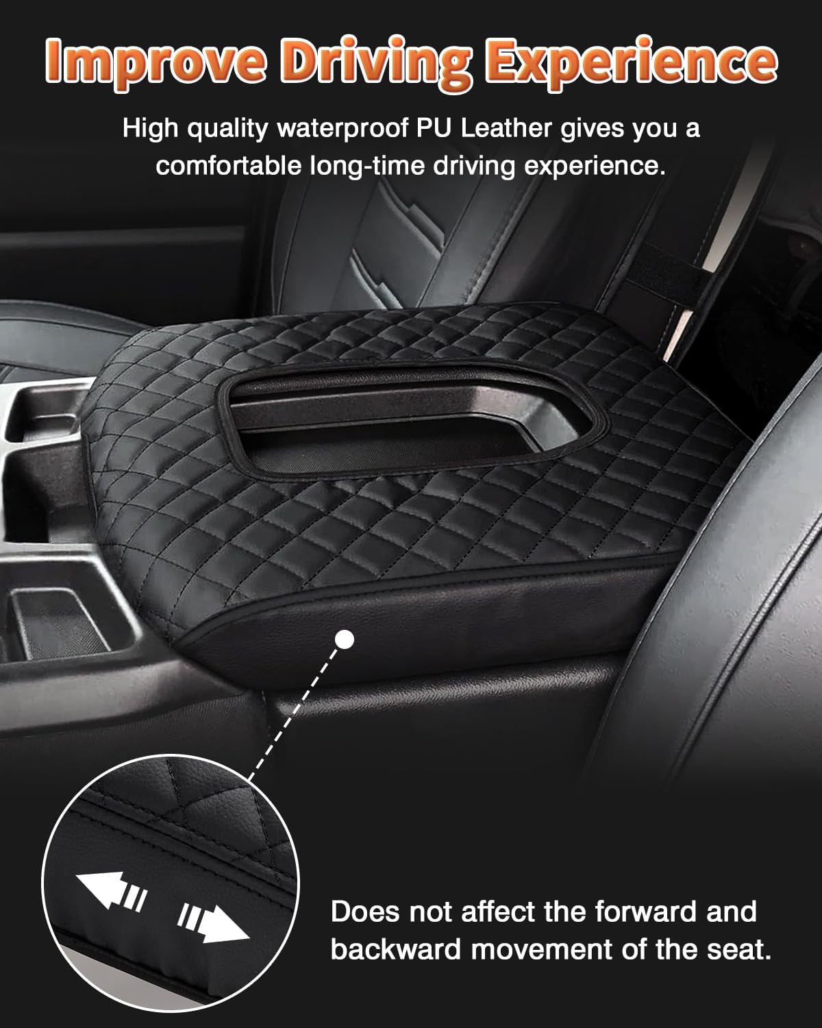 Shademax Center Console Cover for Chevy Silverado & GMC Sierra 2019-2025 2026 Accessories, Silverado Armrest Cover Jump Seat Console Cushion Pad Middle Console Armrest Lid Protective Cover PU Leather