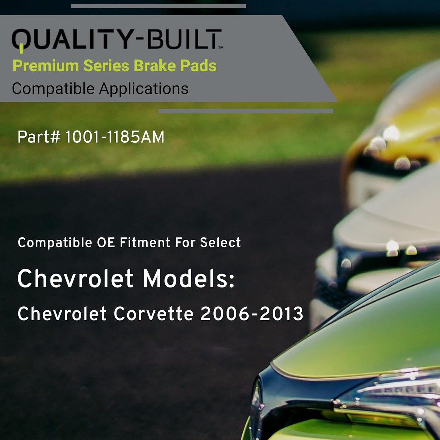 Premium Semi-Metallic Rear Brake Pads (1001-1185AM) Compatible with Chevrolet Corvette 2006-2013