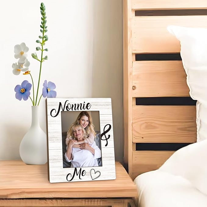 Nonnie Gifts Picture Frame 5x7, Grandma Photo Frame, Christmas Mothers Day Birthday Gifts for Nonnies from Grandkids, Nonnie and Me Wooden Picture Photo Frames for Desk Home Room Decor