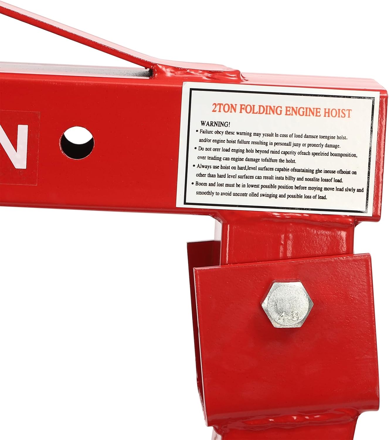 2 Ton(4409lbs) Folding Engine Hoist Heavy Duty Carbon Steel Hydraulic Shop Engine Crane Cherry Picker Shop Crane Hoist Lift with 6 Iron Caster Wheels for Car Fixing Workshop Garage (Red)