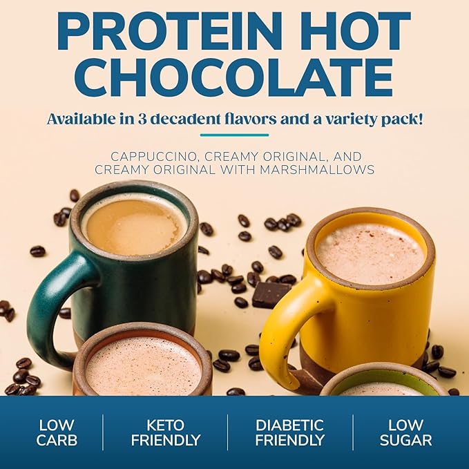 Wonderslim Protein Hot Drink, Variety Pack, Low Sugar, Low Carb, Keto Friendly & Gluten Free (7ct)