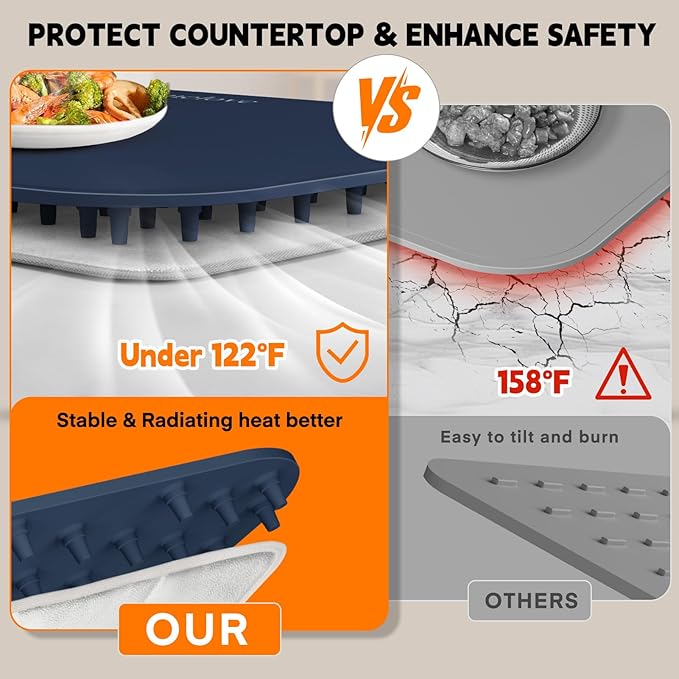 Homelove Food Warming Mat Waterproof - Electric Warming Tray with 6-Level Temperature and Hours Setting, Full Surface Graphene Heating, Dishwasher-Friendly Food Warmer Mat for Parties, Kitchen (Blue)