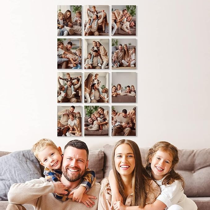Renditions Gallery Set of 12, 11X14 Custom Photo Prints with Real Wood Picture Frames. Create Personalized Photos with Peel & Stick Photo Frames. Wrapped Canvas