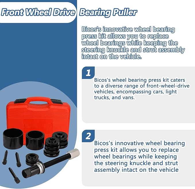 19 PCS Bearing Press Kit Front Wheel Drive Bearing Puller Set FWD Bearing Install Master Set Wheel Bearing Removal Kit