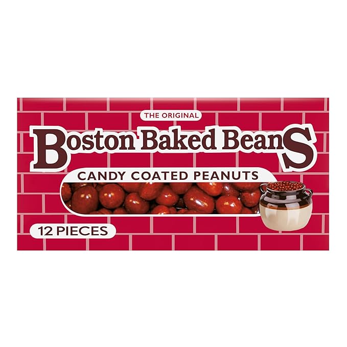 Wonka Boston Baked Beans, Candy-Coated Peanuts, Sweet & Salty, 4.3 Ounce Theater Candy Boxes (Pack of 12)
