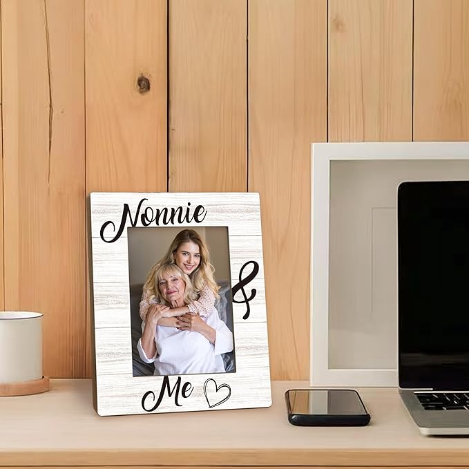 Nonnie Gifts Picture Frame 5x7, Grandma Photo Frame, Christmas Mothers Day Birthday Gifts for Nonnies from Grandkids, Nonnie and Me Wooden Picture Photo Frames for Desk Home Room Decor