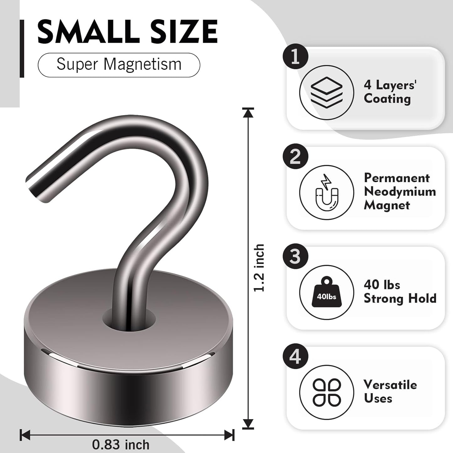 Neosmuk Magnetic Hooks, Cruise Ship Essentials, 40lb+ Heavy Duty Magnetic Hooks for Cruise Cabins, Refrigerator, Grill, Hanging, and Travel | Extra Strong Must-Haves Magnet Hook,Brown,Pack of 10