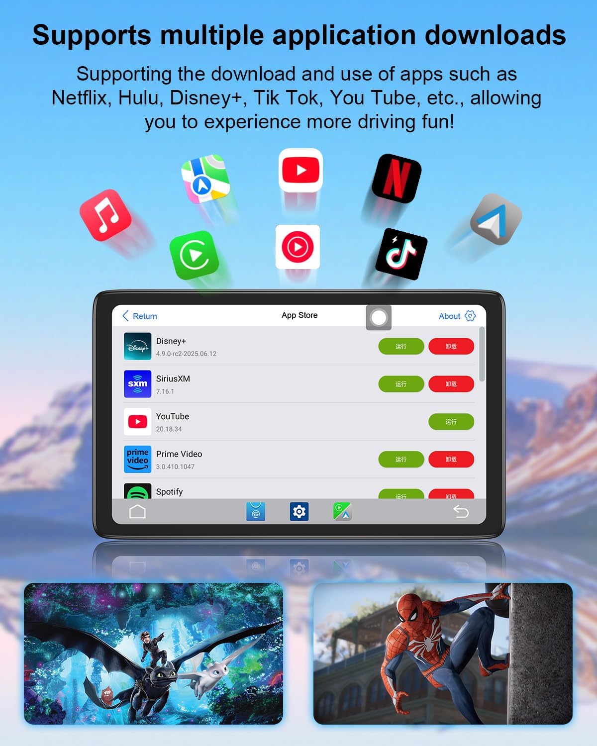 Upgraded Apple Carplay Screen for Car, 9" Wireless CarPlay & Android Auto Car Stereo Touch Screen, Car Play Supports Netflix/YouTube/TikTok, App Store, Screen Flip, GPS Navigation, Voice Control